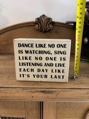 Cream and Black Wooden Plaque Dance Sing Listen Live Primitives by Kathy